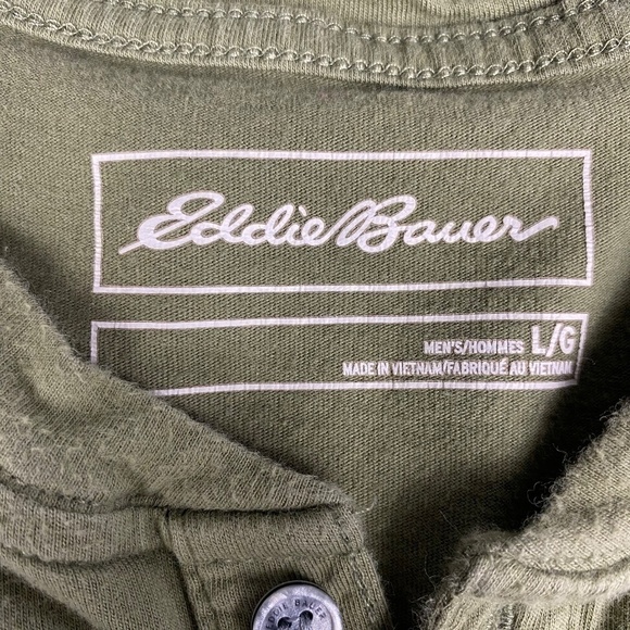 COLUMBIA and Eddie Bauer green t-shirt bundle size large henley style - Picture 7 of 9